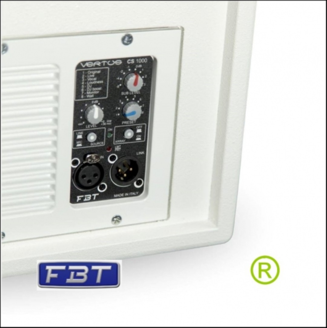 CS1000 geluidset wit 1000 watt continu 129dB piek 12inch sub 6x3inch top J-array