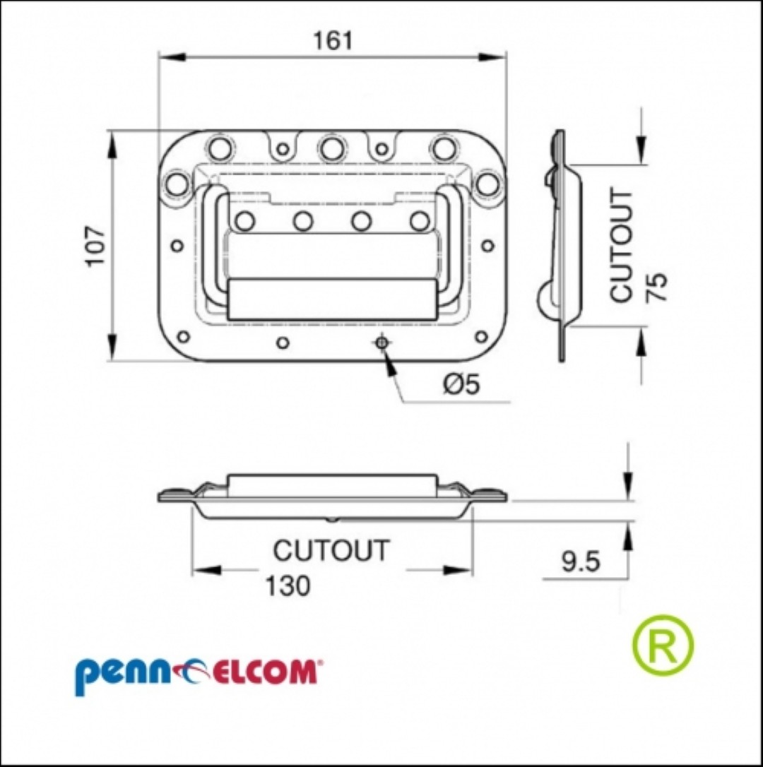Inbouw handvat zwart medium H7159K