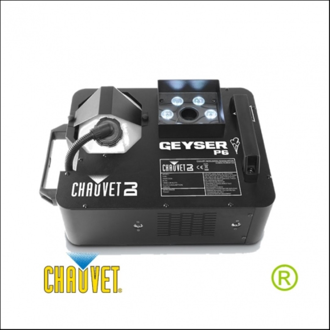 Verticale spuitende rookmachine met verlichte LED bundel Geyser P6 - Huren