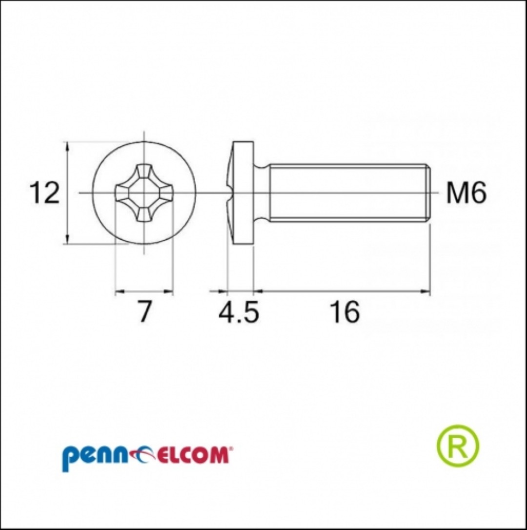 bout, kruiskop M6x16, zwart, 16mm 100 stuks SG-6010/2-100