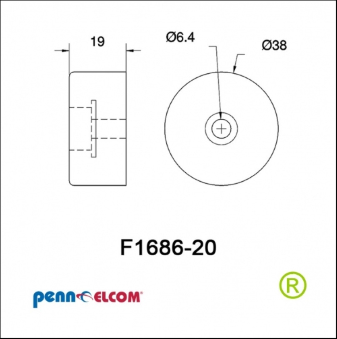 Bodem dop Rubber 38 x 19 mm hoog F1686/20