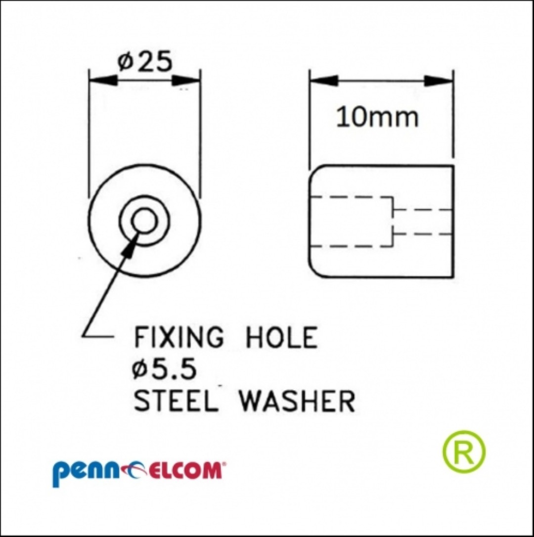 Bodemdop Rubber 10 x 25 mm F1693