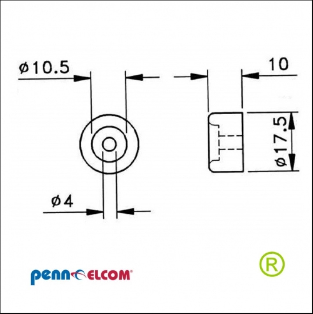 Bodemdop Rubber 18 x 10 mm hoog F1694