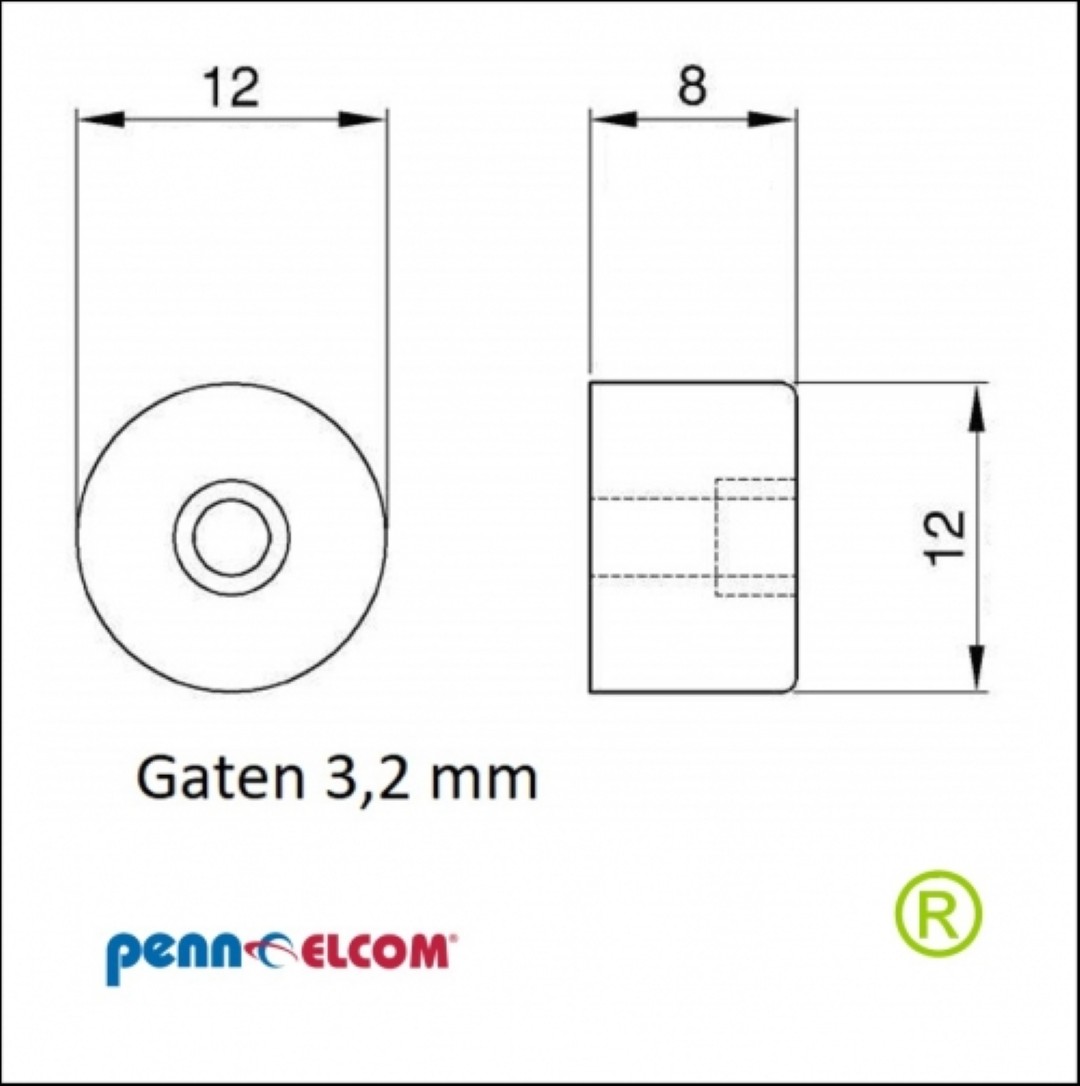 Bodemdop PVC 12 x 8 mm hoog F1698/LD