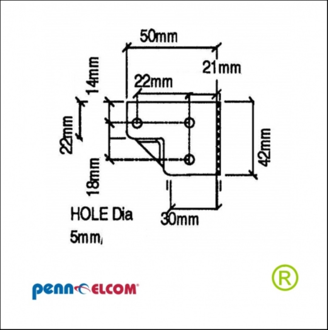 overzethoek met verzet 50 x 42 mm B1128