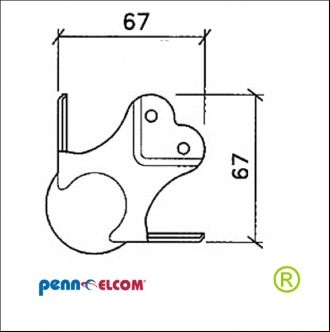 Bolhoek groot 67 mm C1339-30z Flightcase hoek