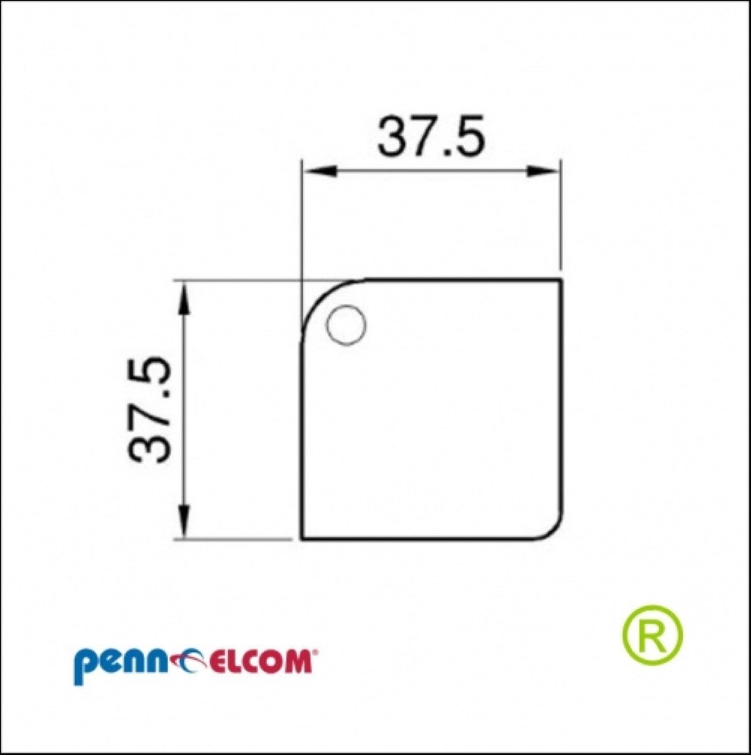 Platte hoek met bol 37.5 mm C7084 Flightcase hoek