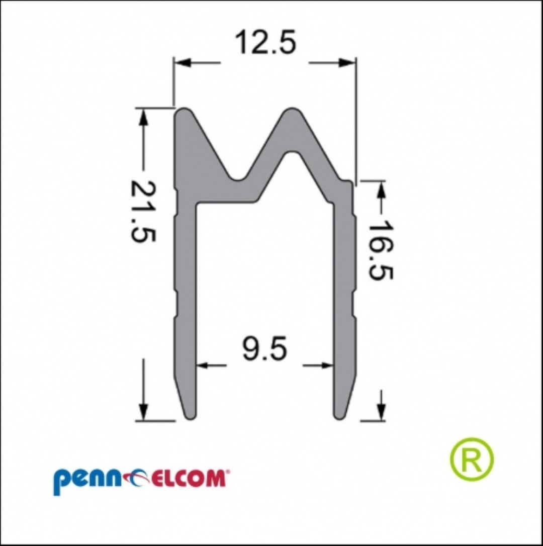Sluitprofiel 9.5mm omkeerbaar EG-0581 per meter