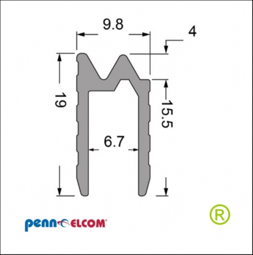 Sluitprofiel 6.8mm omkeerbaar EG-0300 per 165cm