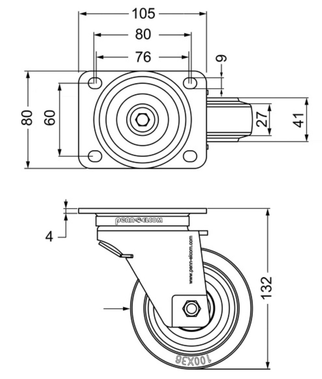 zwenkwiel auto positie 10 cm blauw W0990-Auto