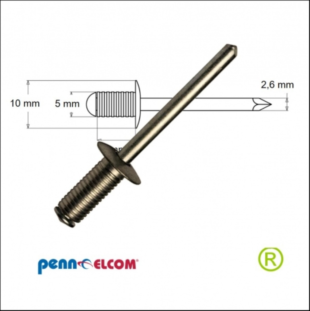 Popnagel zwart geribbeld 5 x 14 mm 100 stuks SG-91514GEK