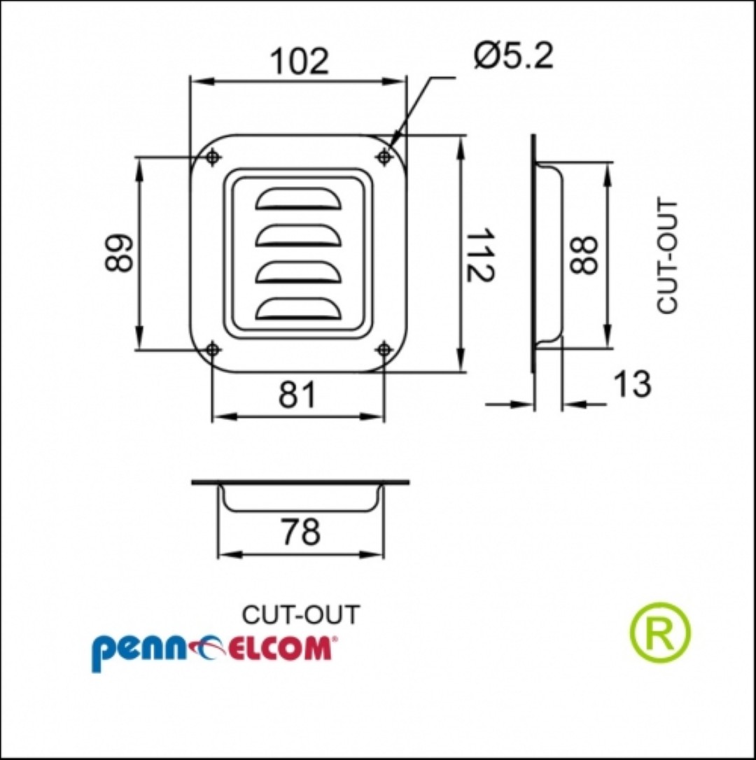 Ventilatieschotel inbouw medium D0511