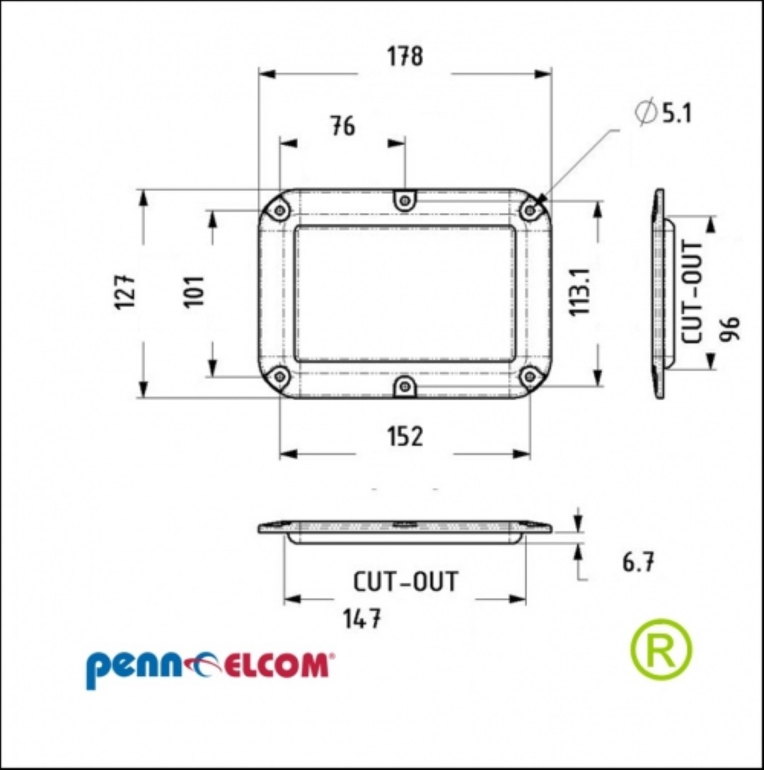Transparante inbouwkom Barcode Scan venster plexiglas D2501PW