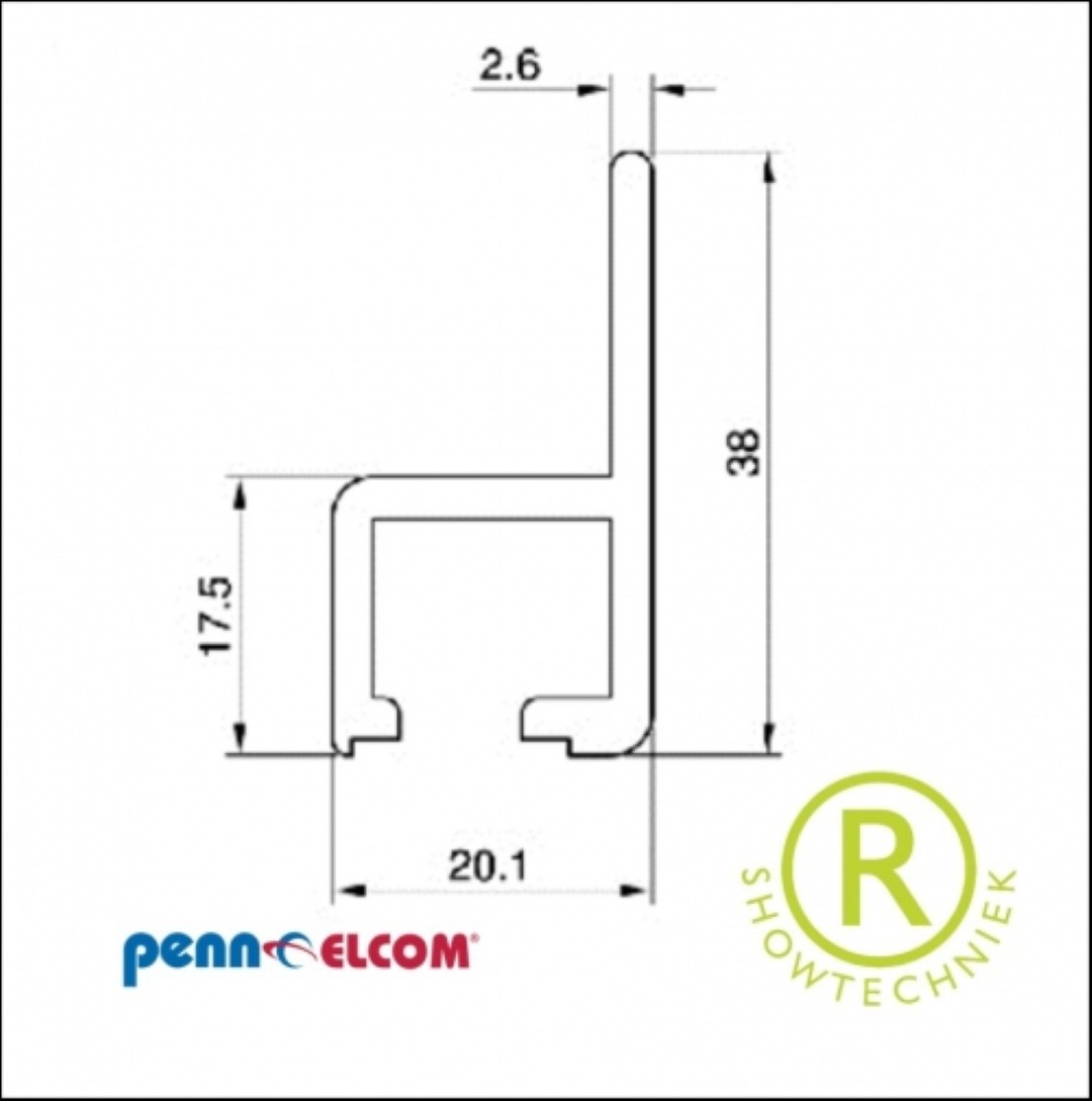 19inch schuifprofiel aluminium 165cm rekprofiel RG-6108