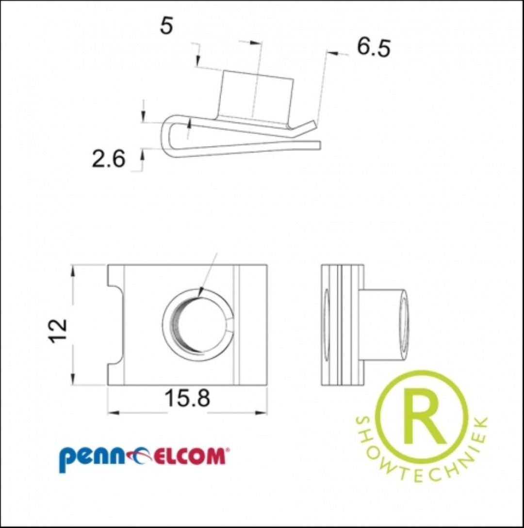 Klemmoer voor 19inch rekprofiel staal PM6CNK