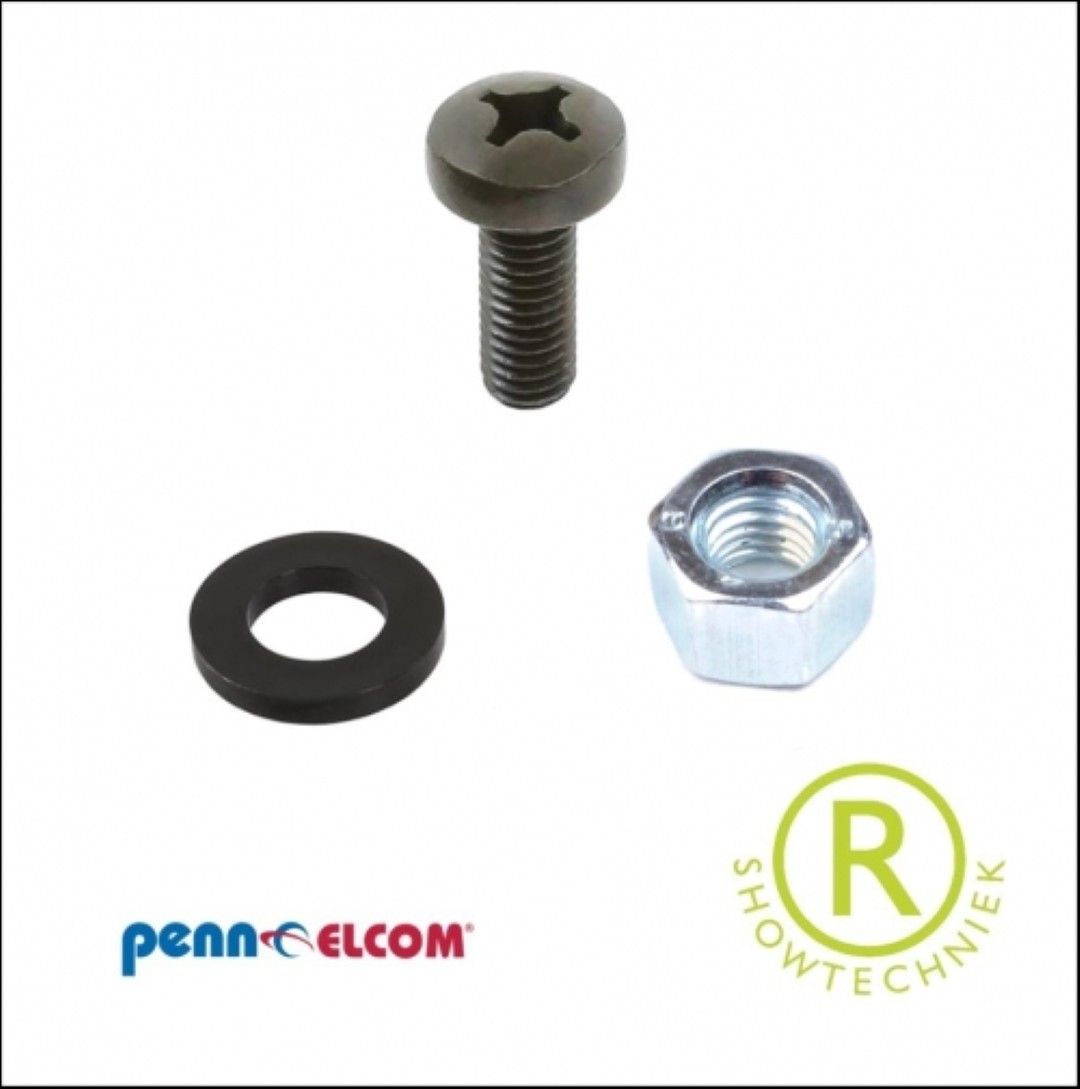 Bevestigingsset kroonmoer met nylonring en bout 12mm SG-6110