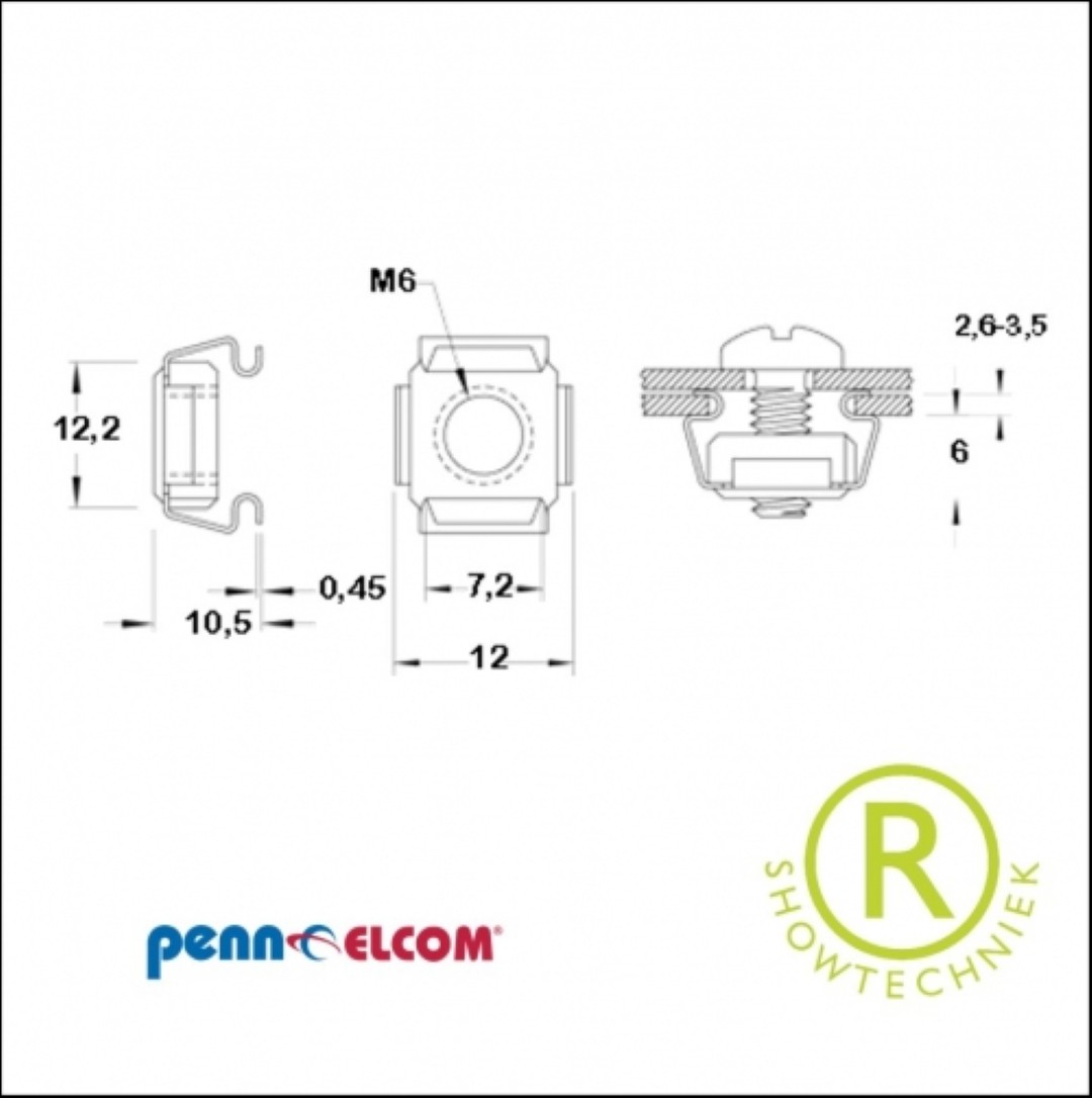 Bevestigingsset kroonmoer met nylonring en bout 16mm SG-6010