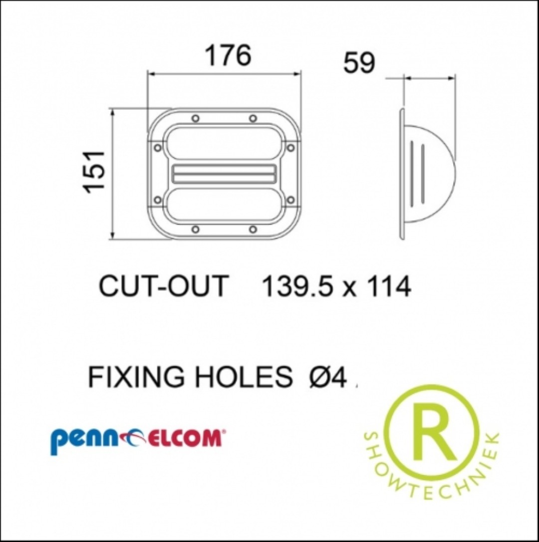 PVC inbouw Boxenhandvat H1015 - 176 x 151 mm