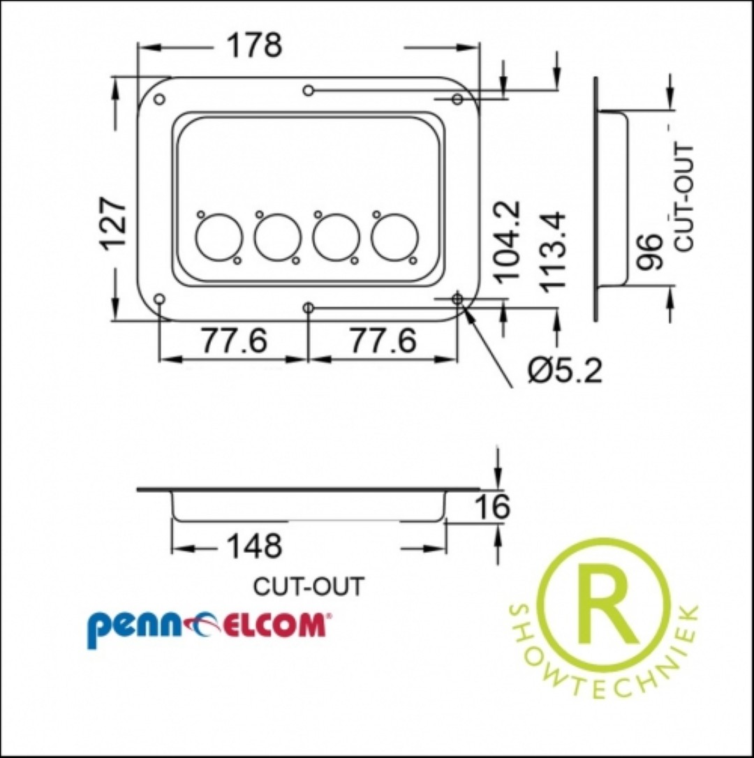 Inbouwkom staal voor 4 stuks D-con pluggen D024K