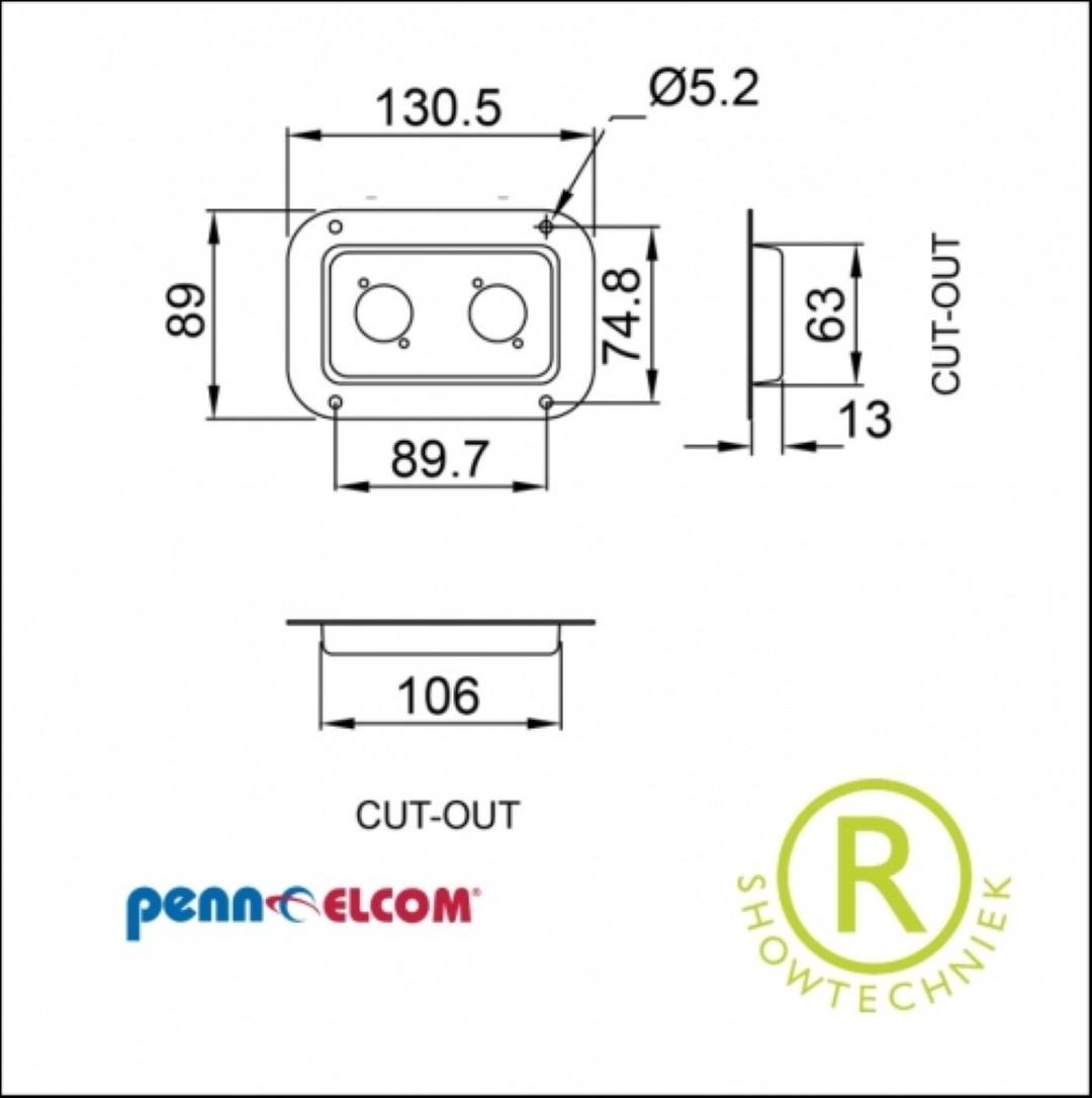 Inbouwkom staal voor 2 stuks D-con pluggen D0604z