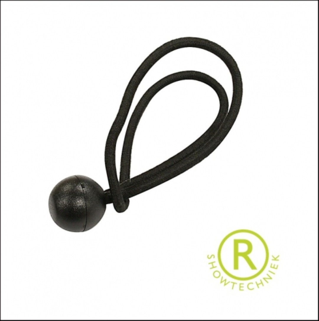 Elastiek rekker met balletje zwart 18cm per 25 stuks
