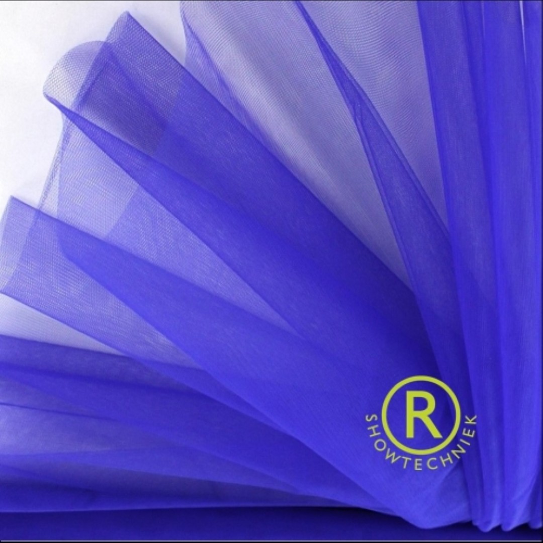 tule doek blauw 20 x 1,35 meter met twee tunnels