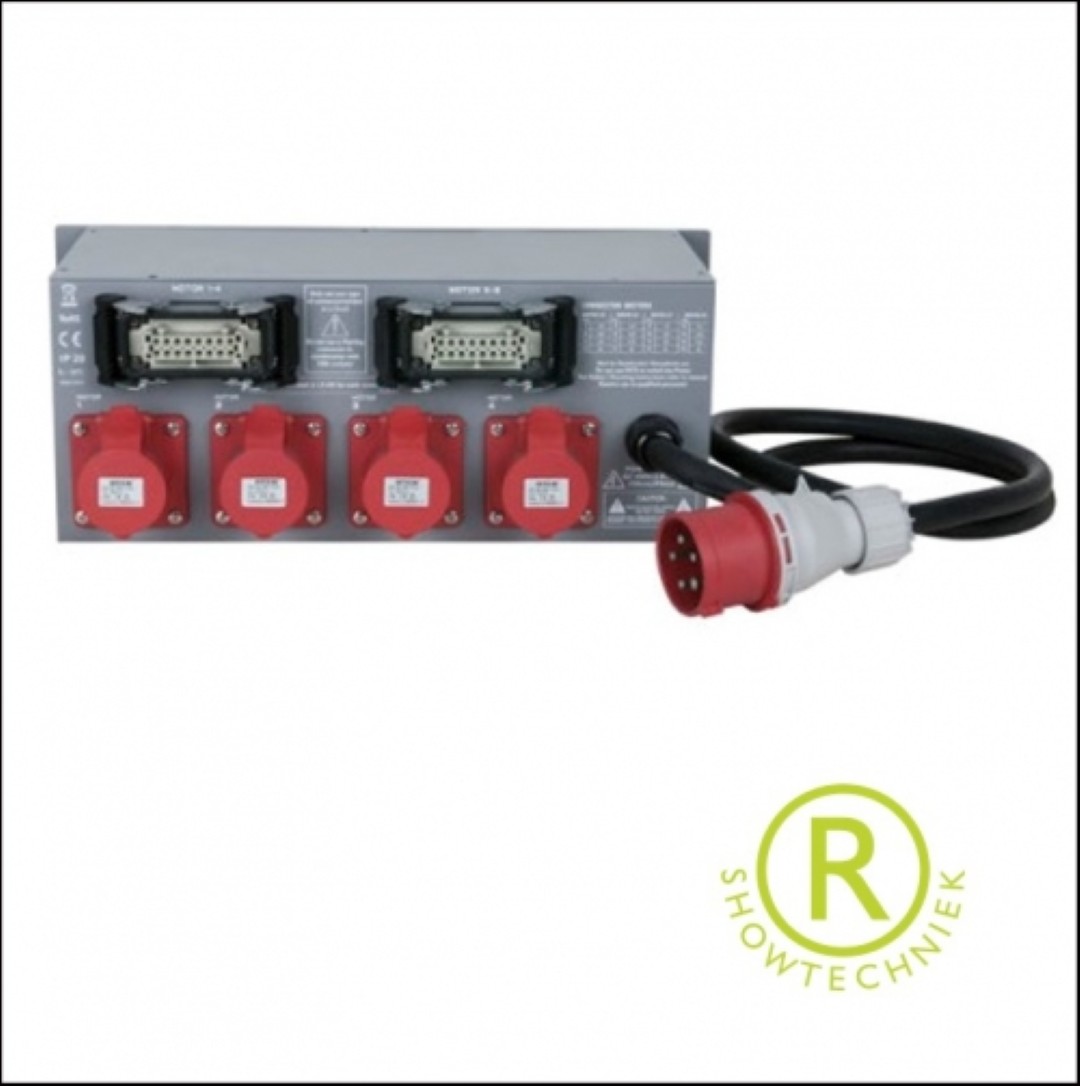Takelcontroller huren 8 kanalen 32 amp in 8 x 16amp 4p uit