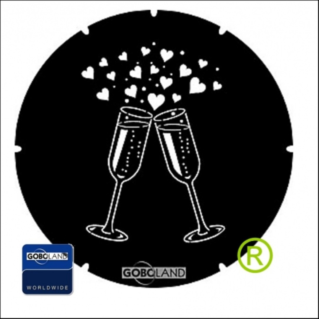 Harten en Champagne glazen Glasses and Hearts Trouwen Gobo 2 431 025 860 B-size