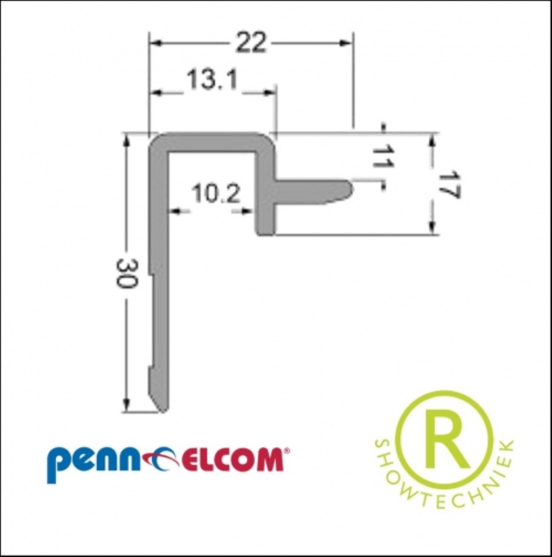 Slam Lid dekselprofiel voor 10mm EG-0491 per 165 cm