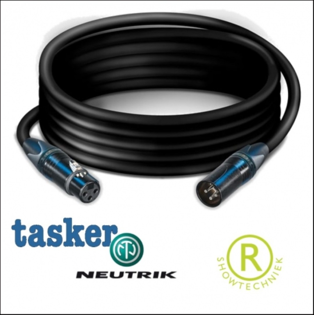 Microfoonkabel Neutrik zwarte pluggen C301 Tasker kabel 12 meter