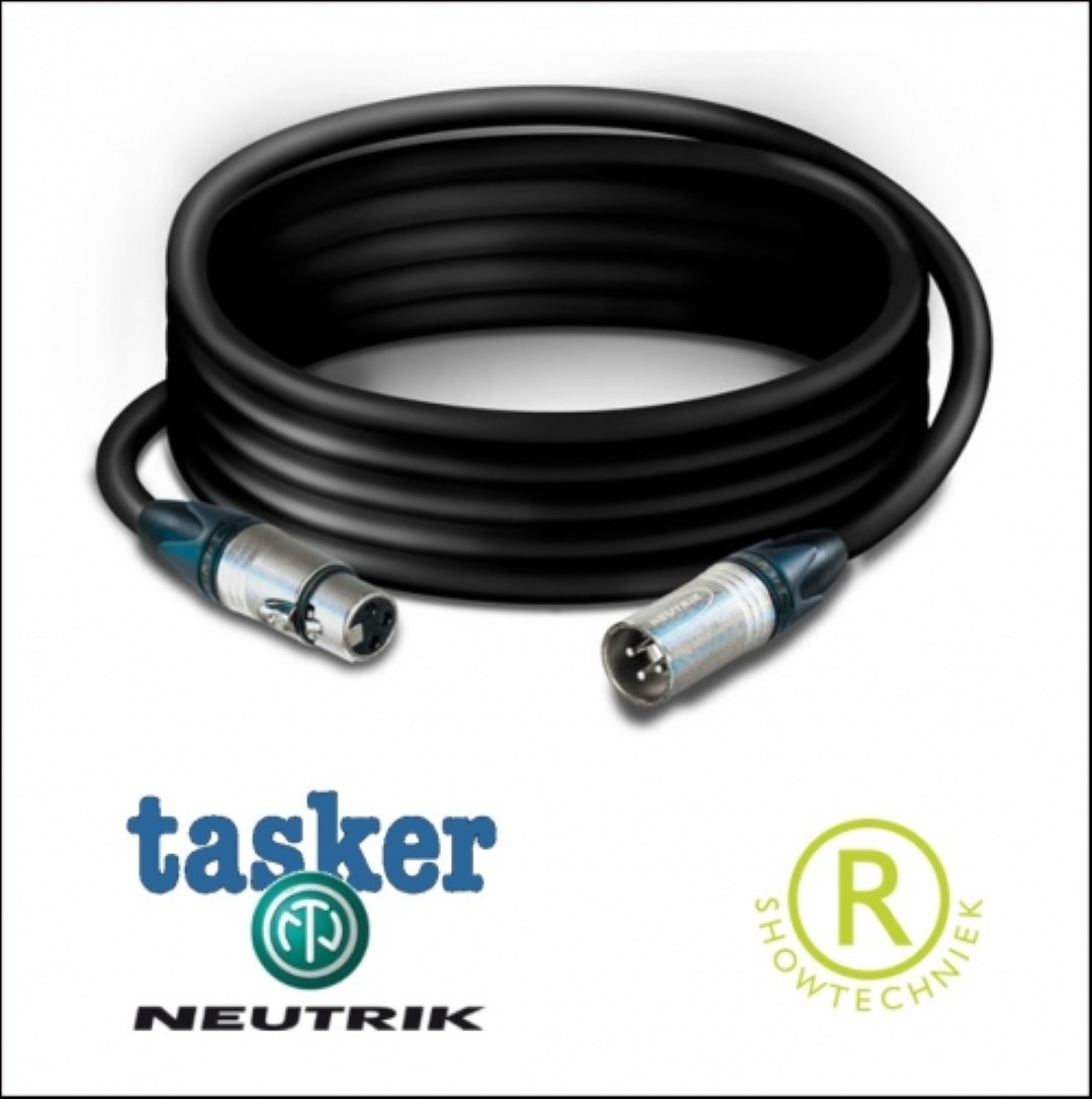 Microfoonkabel Neutrik nikkel pluggen C114 Tasker kabel 5 meter