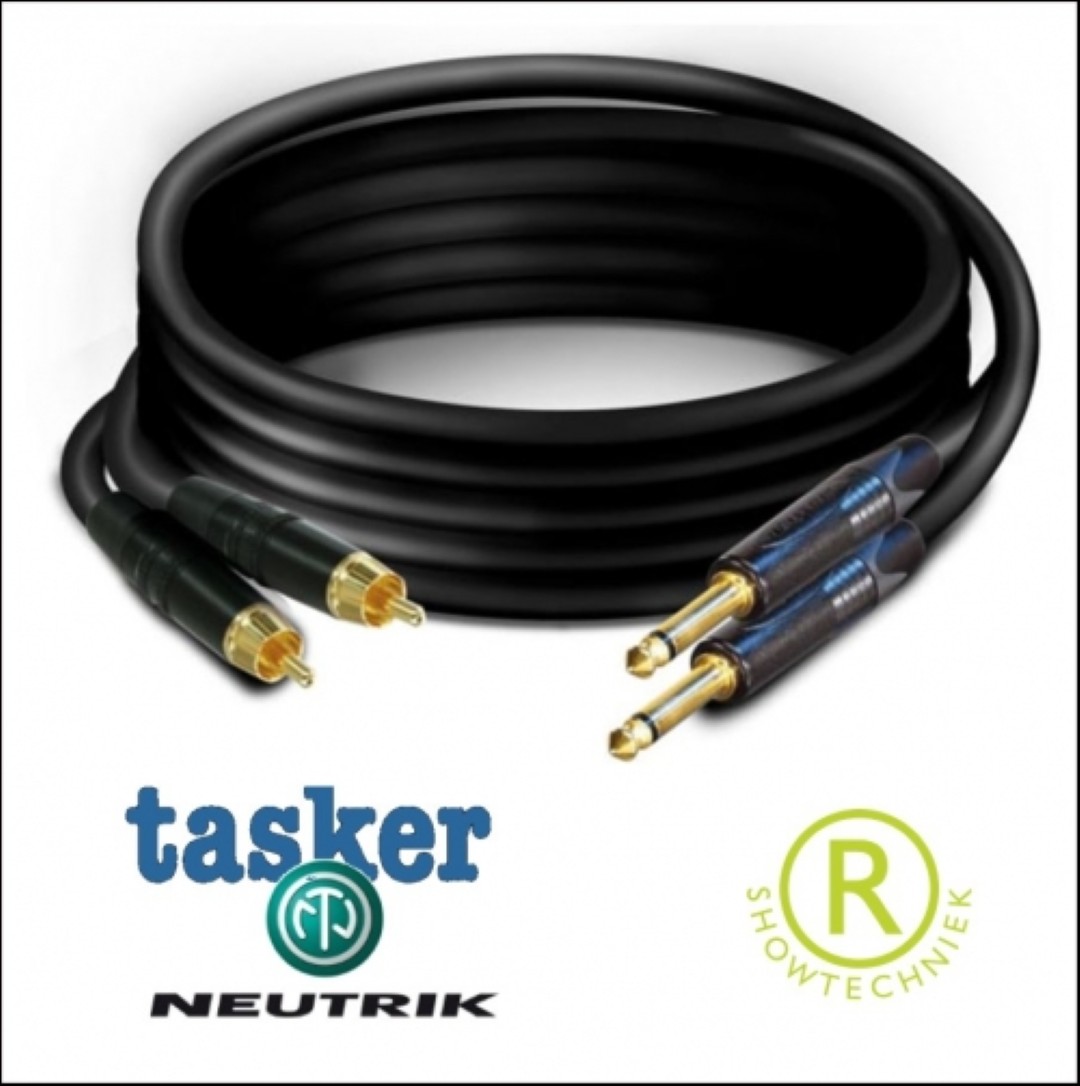 Signaal kabel Rean zwarte pluggen C121Tasker 2 meter Tulp-Jack kabel