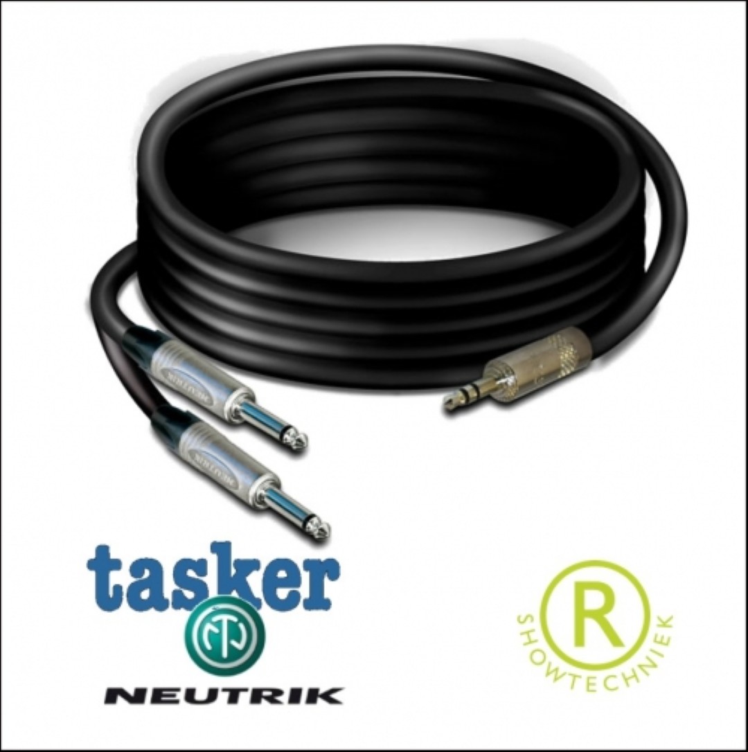 Signaal kabel Neutrik nikkelen pluggen en C118 Tasker 2,5 meter minijack-jackpluggen