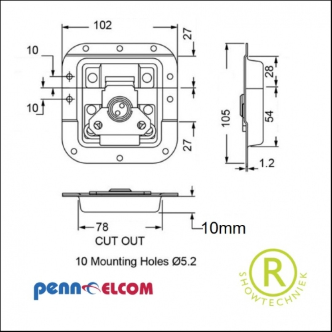medium inbouw vlindersluiting met verzet 10mm kom L907/928/10z