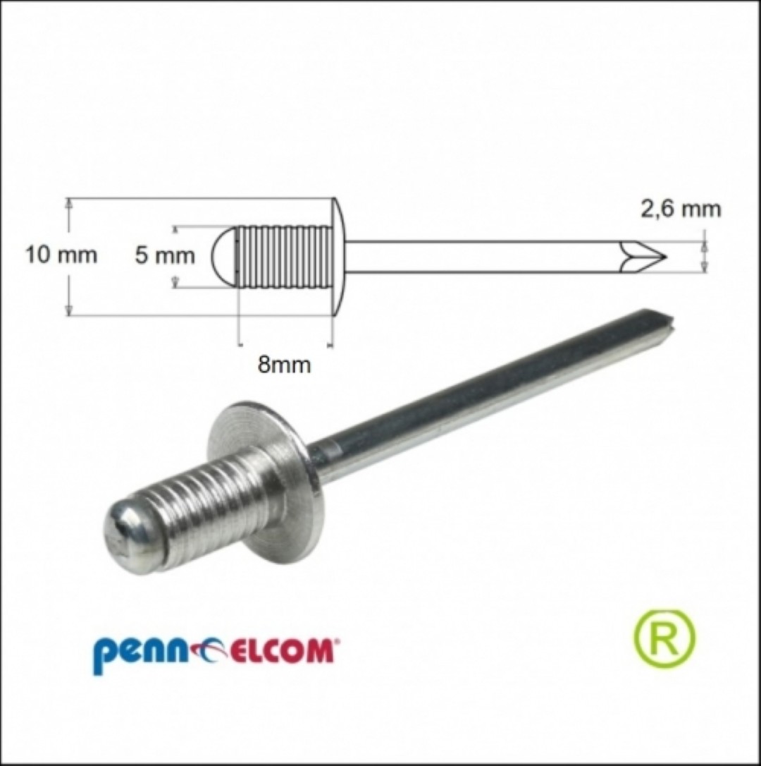 Popnagel geribbeld 5 x 8 mm 500 stuks SG-91508GE