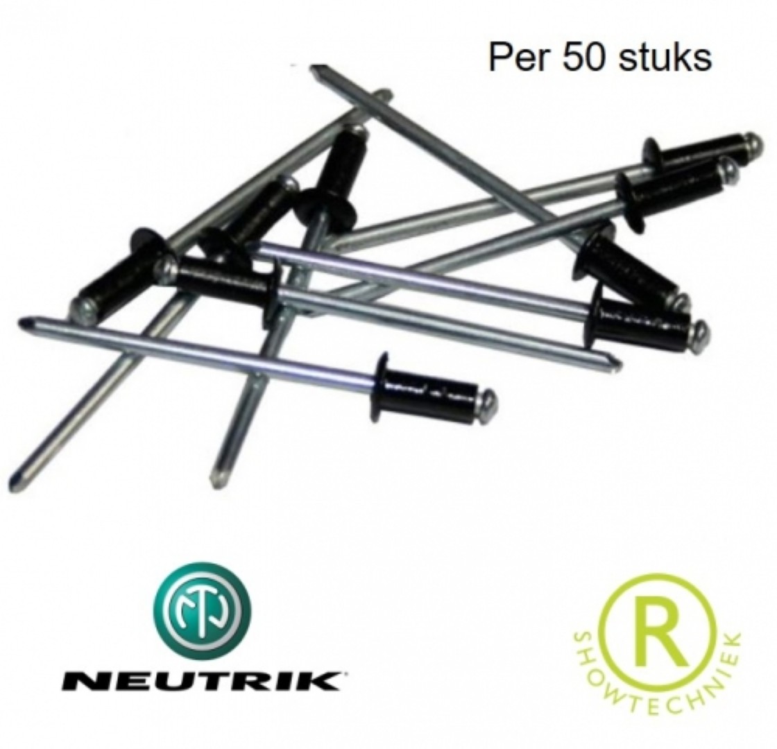 Popnagels zwart voor Neutrik chassisdelen per 50 stuks