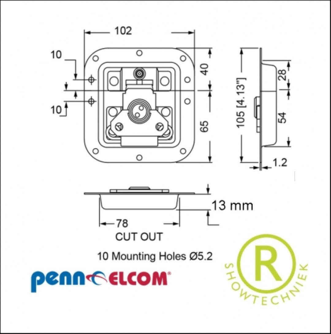 inbouw vlindersluiting medium met slot en sleutels L905/927 - With Key Lock