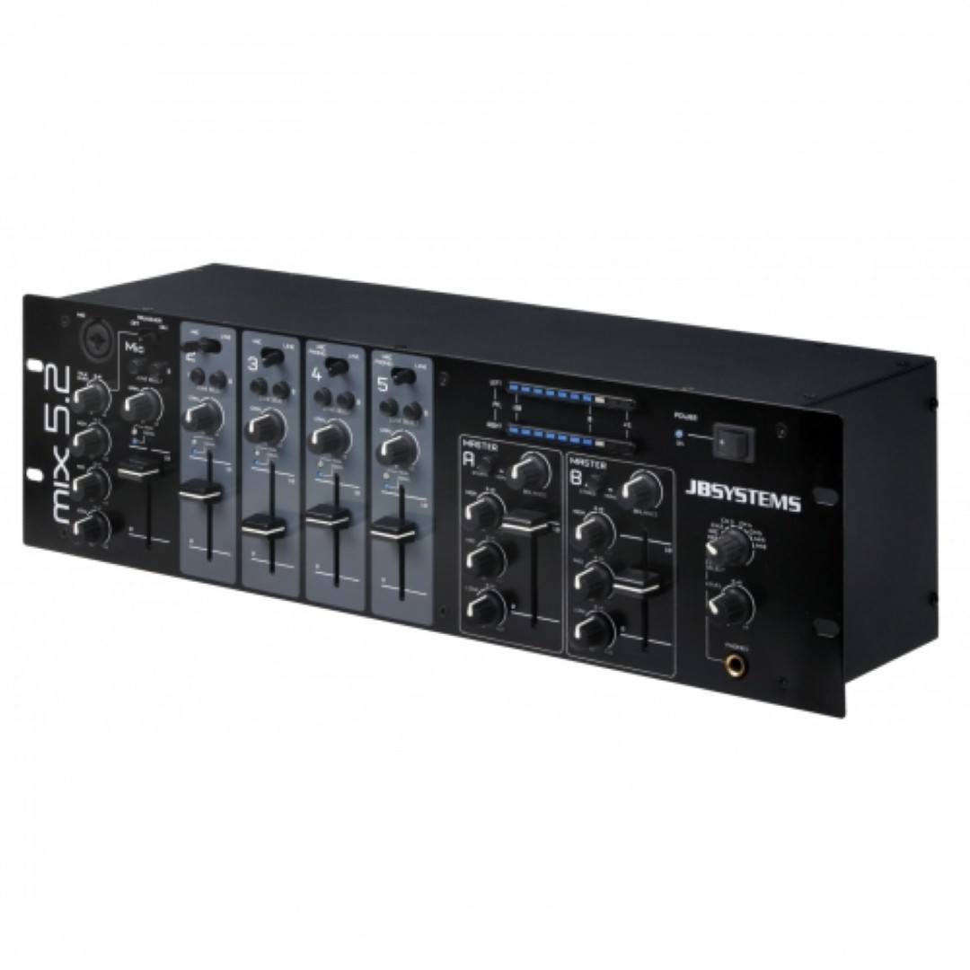 MIX5.2 19inch Mengtafel met 5 kanalen en 2 onafhankelijke zones.