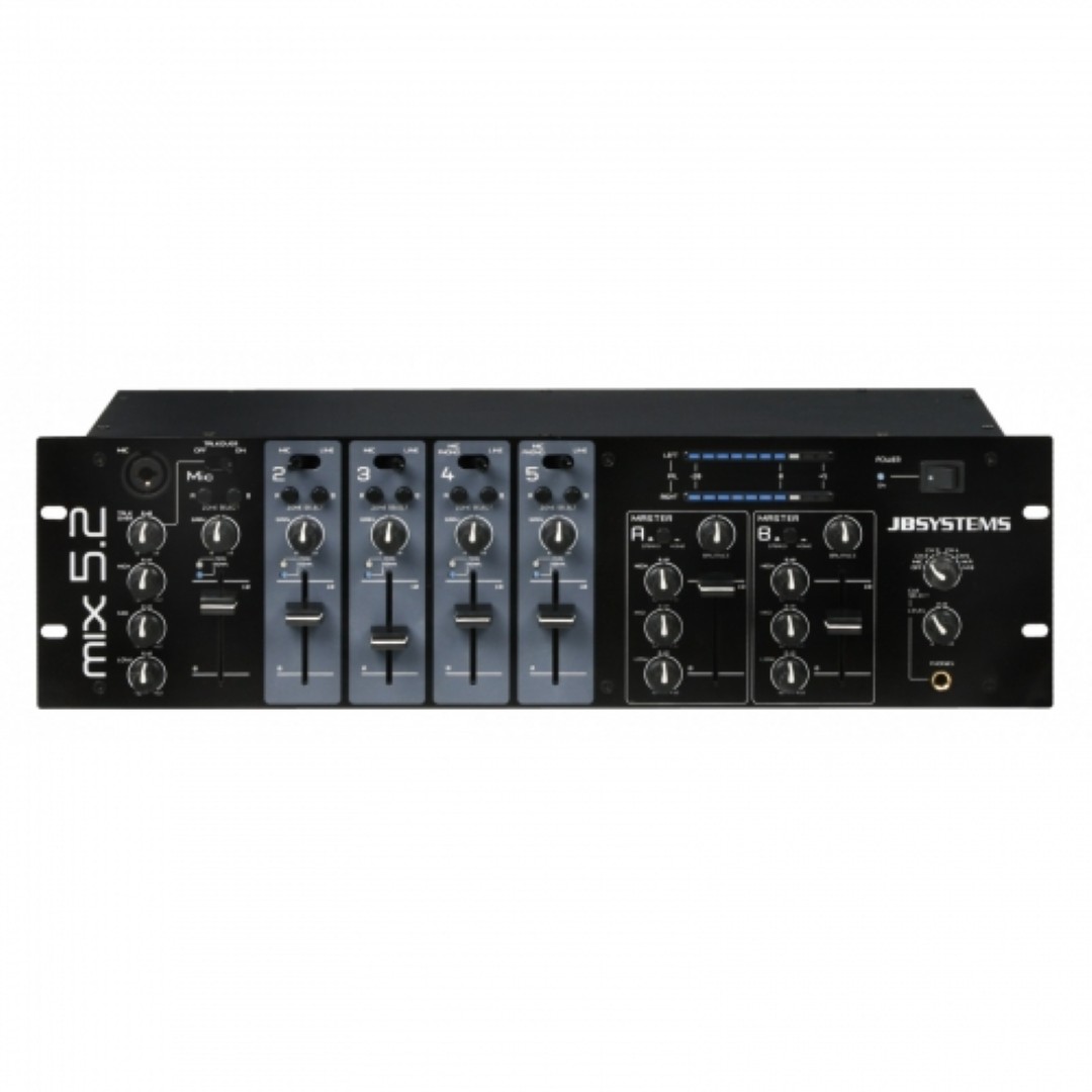 MIX5.2 19inch Mengtafel met 5 kanalen en 2 onafhankelijke zones.
