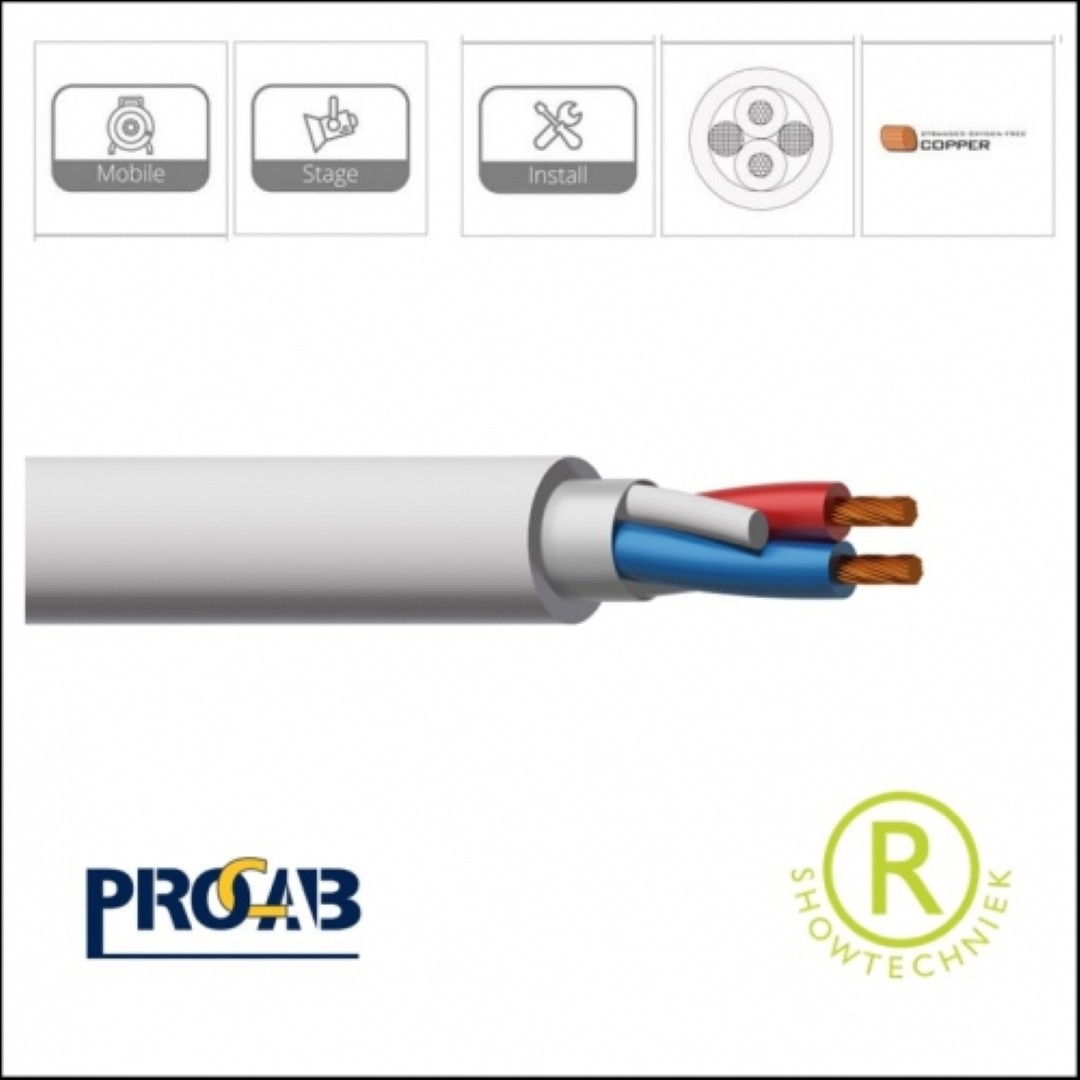 Witte Luidsprekerkabel 2 x 1,5 Qmm wit rond flexibel 100 meter