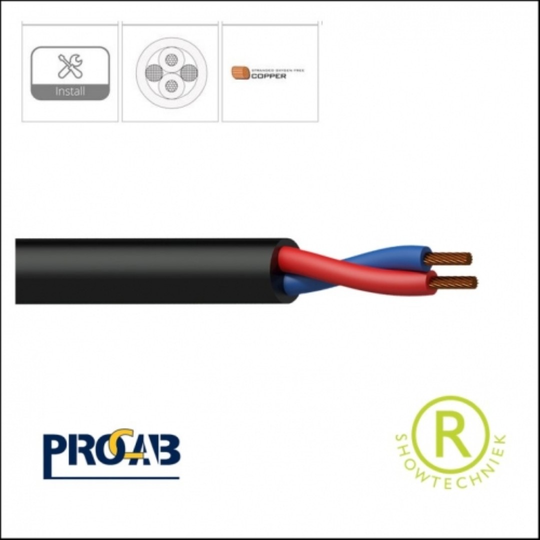 Luidsprekerkabel 2 x 2,5 Qmm zwart rond flexibel 100 meter