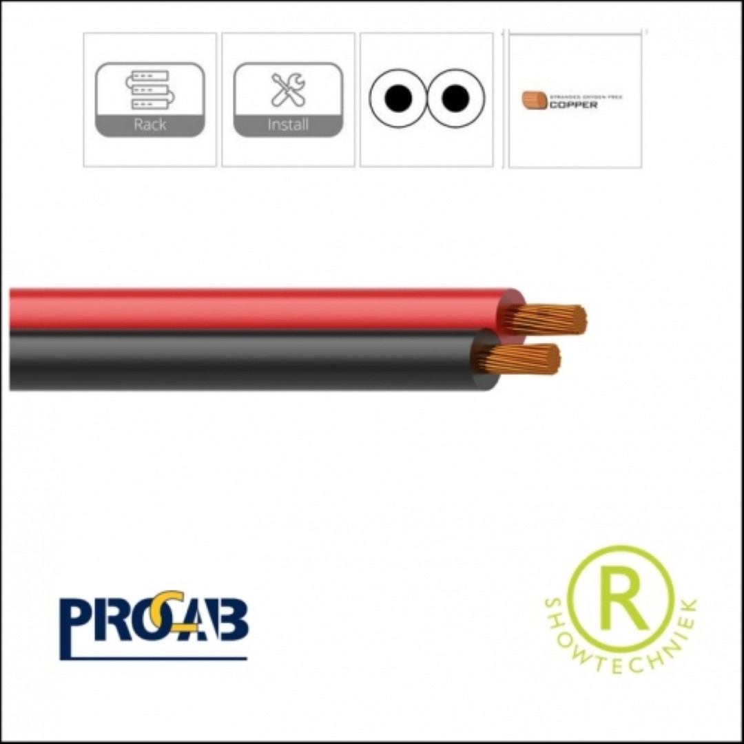 Luidsprekerkabel 2x2,5 Qmm rood/zwart plat flexibel 100 meter