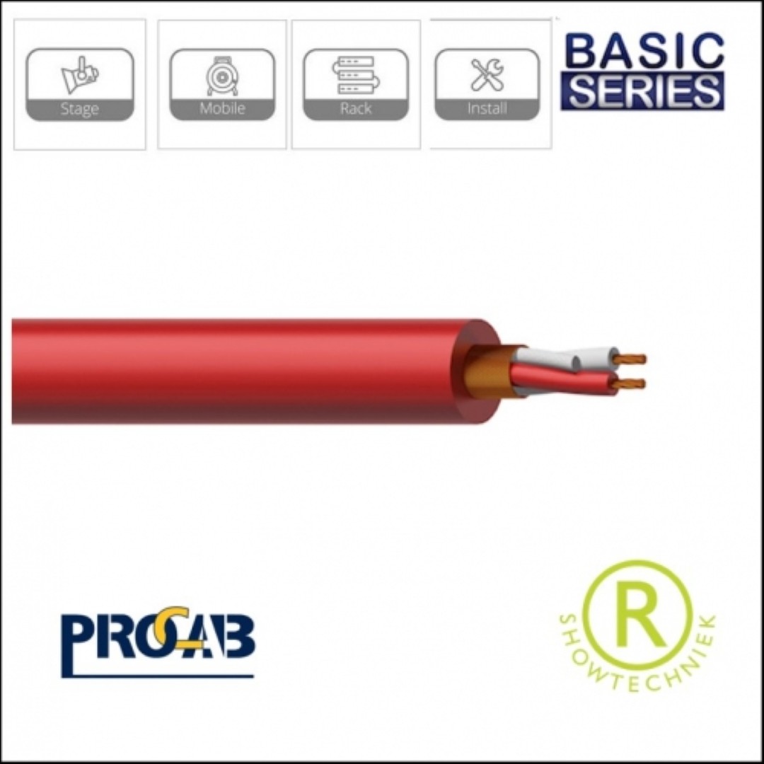 MC305R symmetrische kabel microfoonkabel rood 100 meter