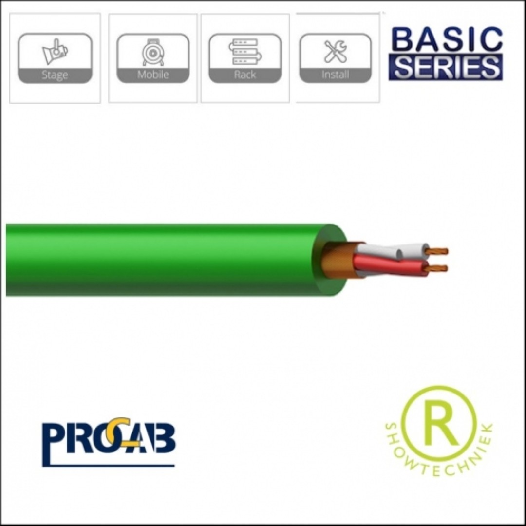 MC305G symmetrische kabel microfoonkabel groen 100 meter