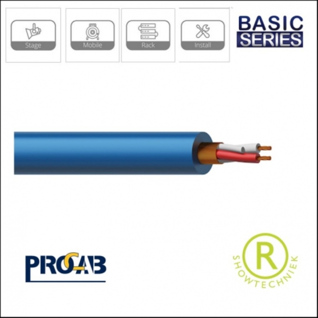 MC305B symmetrische kabel microfoonkabel blauw 100 meter
