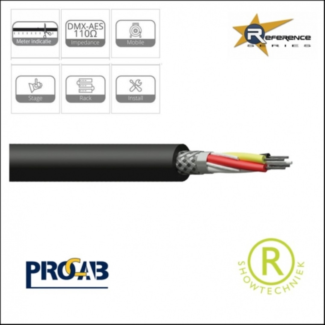 DMX30 DMXkabel 110 Ohm zwart flexibel en sterk- per meter