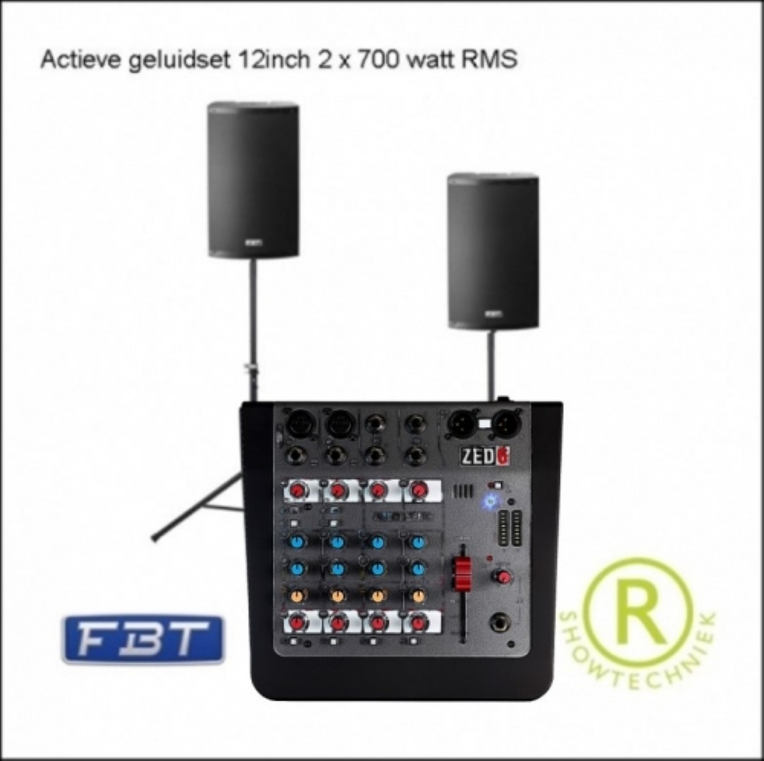 Geluidsset met mengtafel huren A&H ZED6 en FBT X-lite 112A Actief