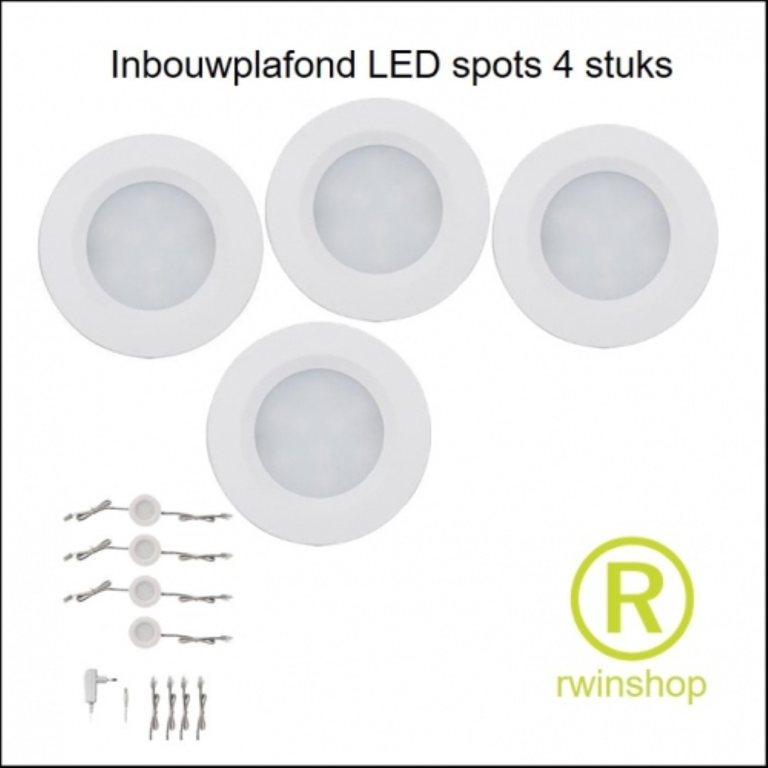 LED inbouwspots set 4delig compleet met voeding en kabels