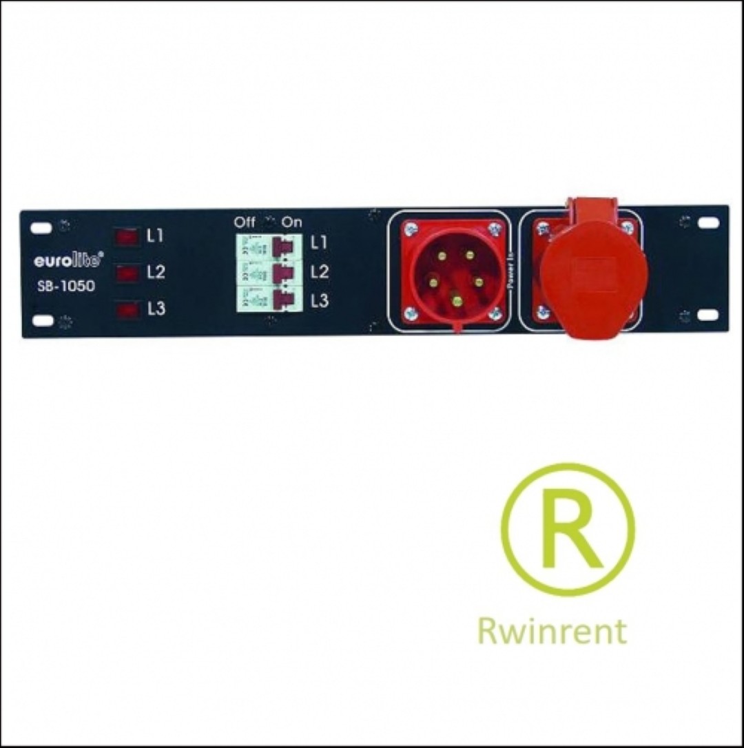 krachtstroomverdeler huren 32amp in en 6 x shuko wcd uit