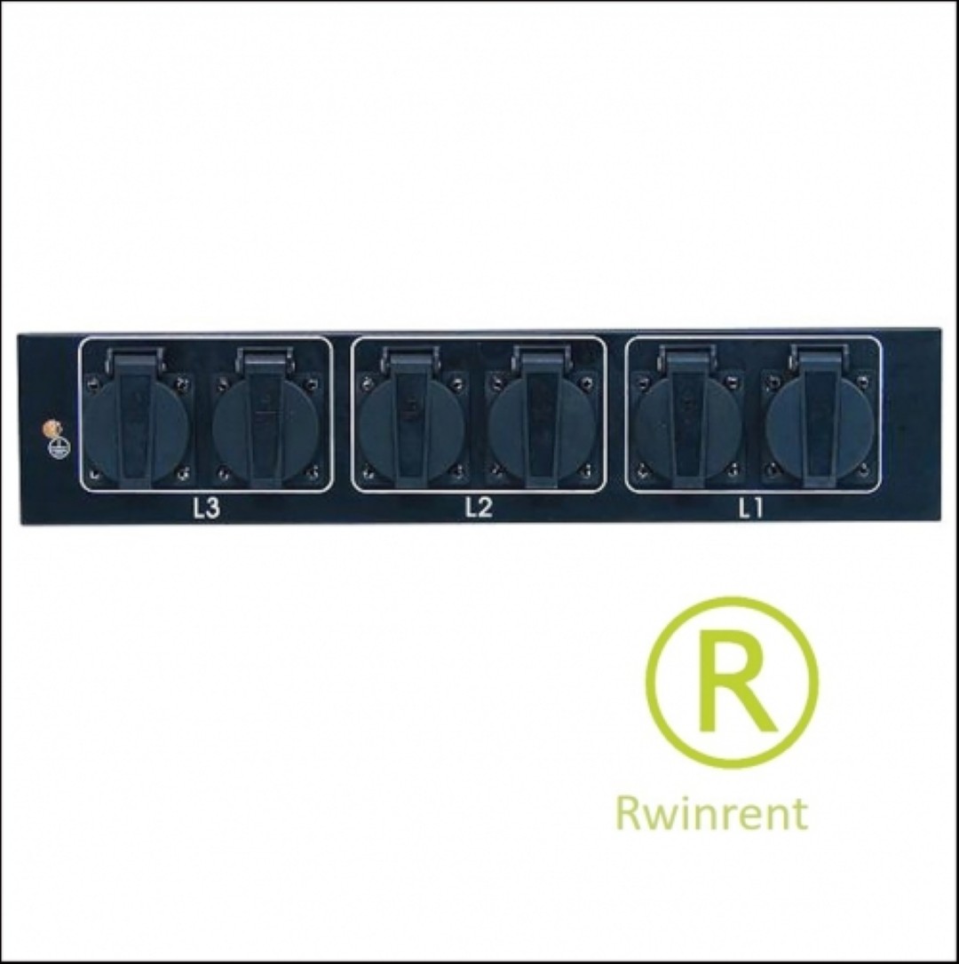 krachtstroomverdeler huren 32amp in en 6 x shuko wcd uit
